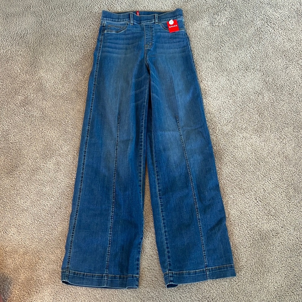 Spanx Seamed Front Wide Leg Jeans - Women Size Medium Tall, NEW with tags